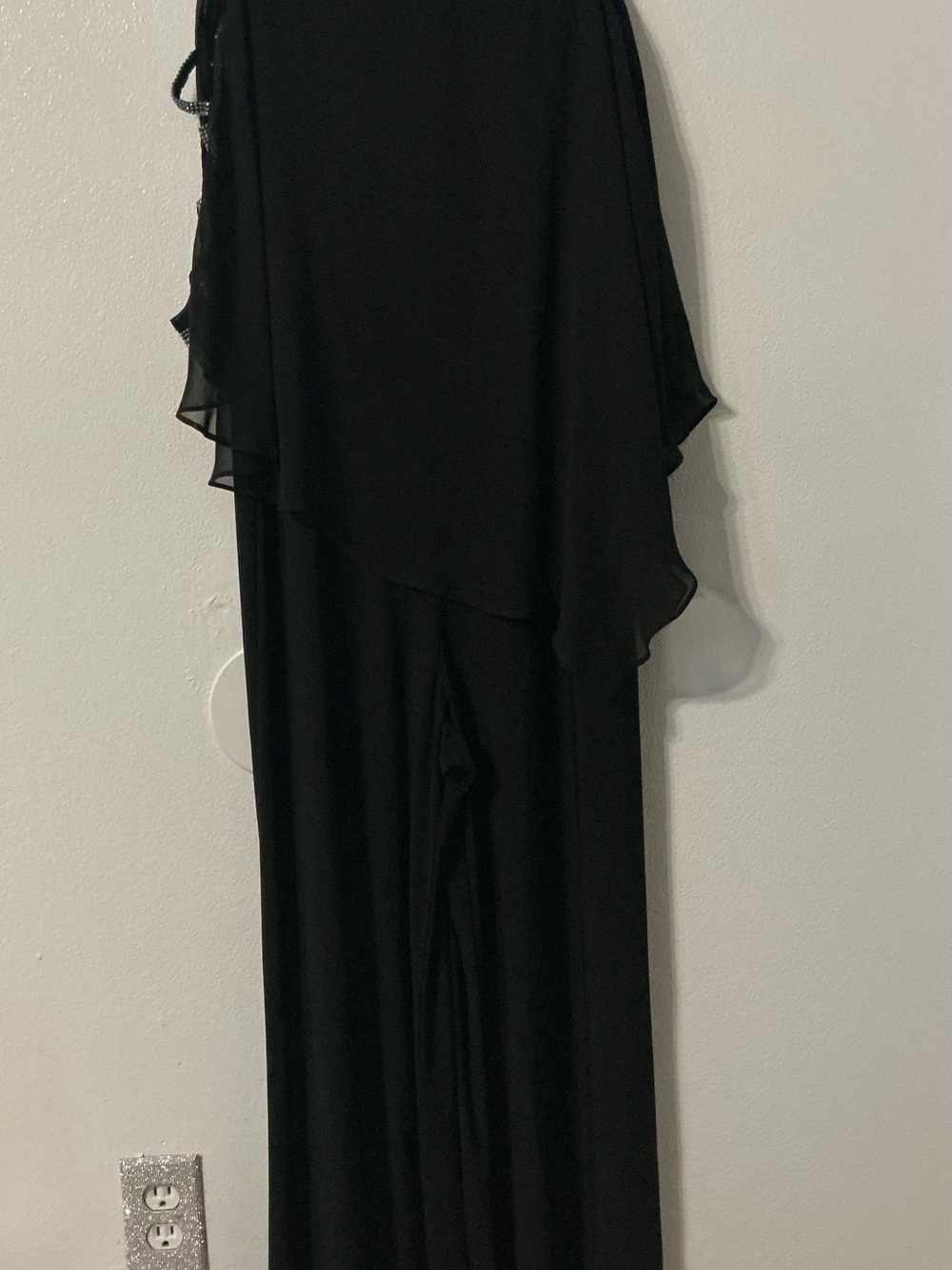 Roz & Ali Black Layered Chiffon Jumpsuit